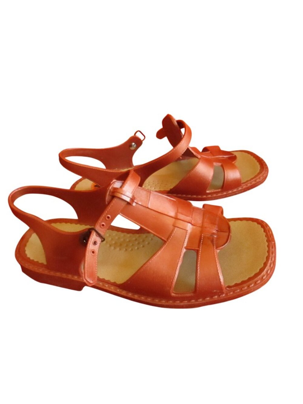 RUBBER SLIP ON True Vtg MEXICAN SANDALS Sz 4.5 NEW NIB 70s Womens BROWN SANDAK